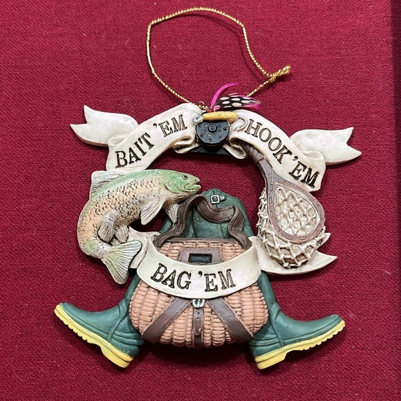 2 fishing ornaments net profit, bait em hook em bag em bass waders net fisherman - Picture 6 of 8